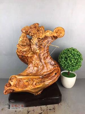 崖柏根雕《渔翁得利》 太行千年陈化红油料的祥瑞之韵